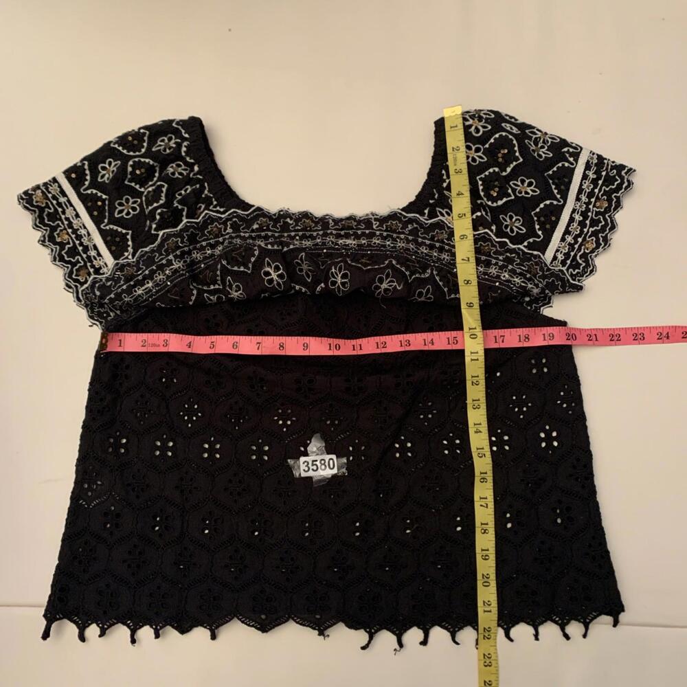 Hemant & Nandita Womens Blouse Black Large Top Cape Off The Shoulders M - Picture 5 of 5